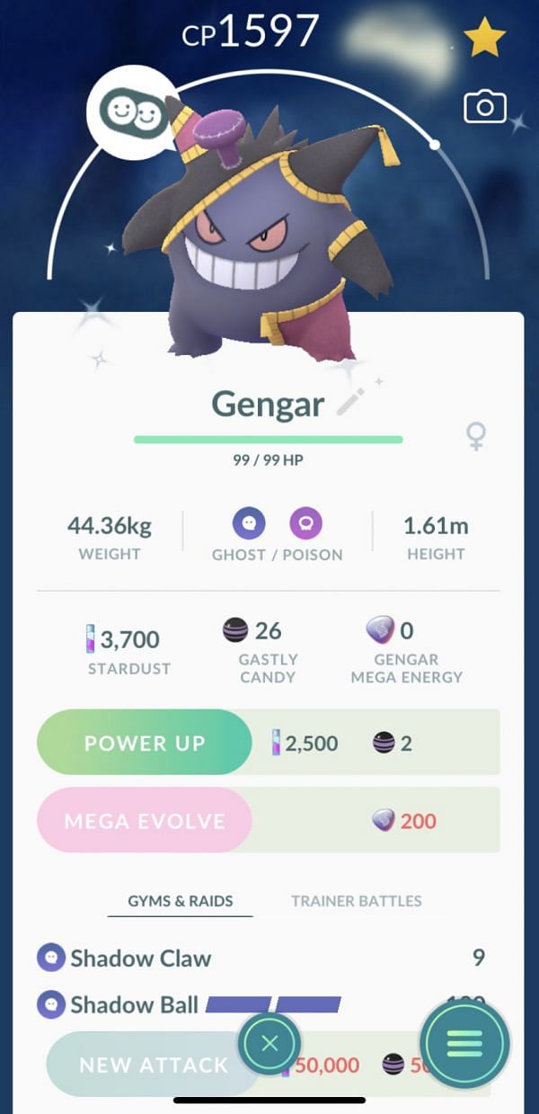 Pokémon Go Shiny Gengar wearing a Tricks & Treats costume - mini act PTC
