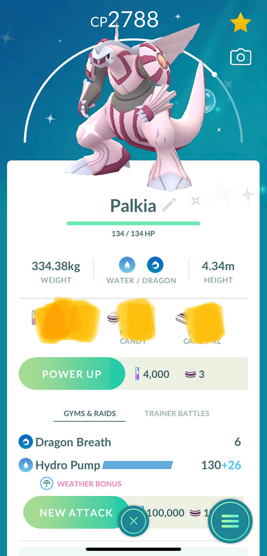 Shiny Palkia Level 40 2nd move pokemon trade go pgkg