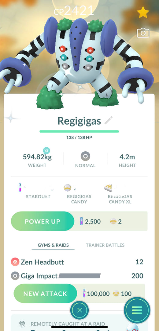 Regigigas Pokemon Trade Go